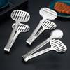 Stainless Steel Silver Hollow Food Tongs Non-Stick Serving Tong Barbecue Bread Clip Kitchen Drain Oil Clamp Cooking Accessories
