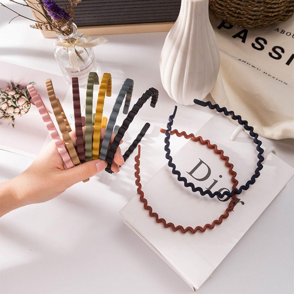 Solid Color Teeth Wave Hair Hoop Headdress Non-slip Hairband Teeth Matte Hair Hoop Outdoor
