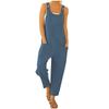 Women Loose Style Jumpsuit Solid Color U-shaped Collar Sleeveless Overalls With Pockets
