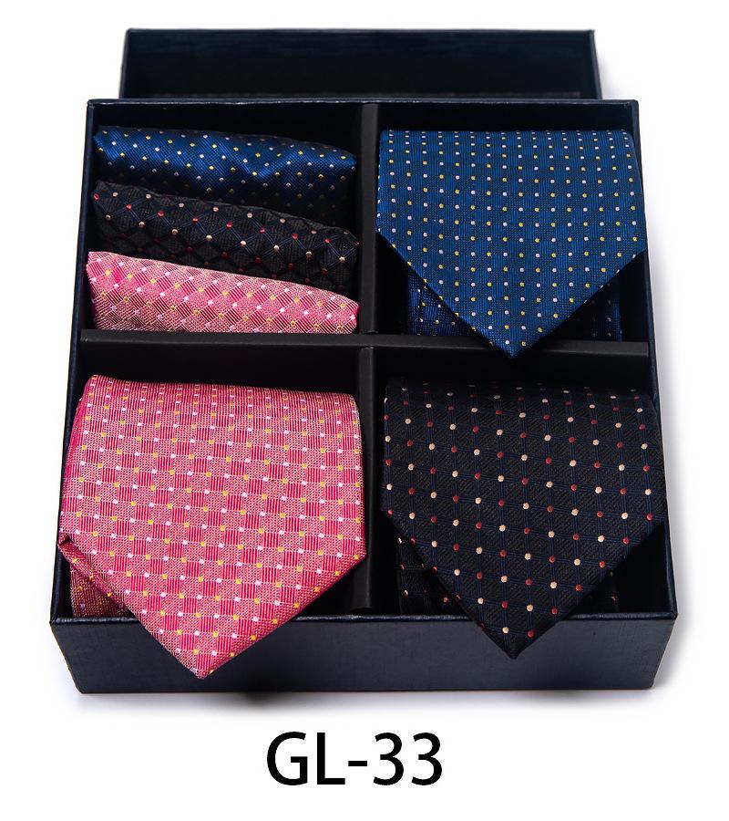 Men'S Gift Box Set Tie Fashion Business Net Color Jacquard Tie Square Scarf
