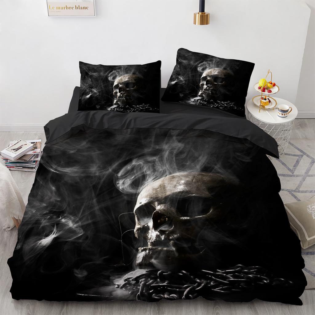 New Distressed Bedding Set Single Twin Full Queen King Size Bed Set Aldult Kid Bedroom Duvet Cover Sets Skeleton Bed Sheet Set