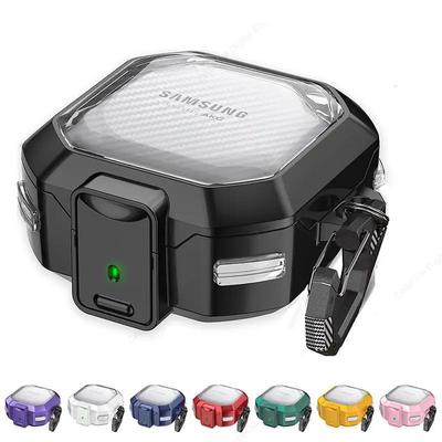 Прозрачный чехол для наушников с узором из углеродного волокна для Samsung Galaxy Buds Pro Live 2, чехол с замком переключателя для Samsung Buds 2 Pro