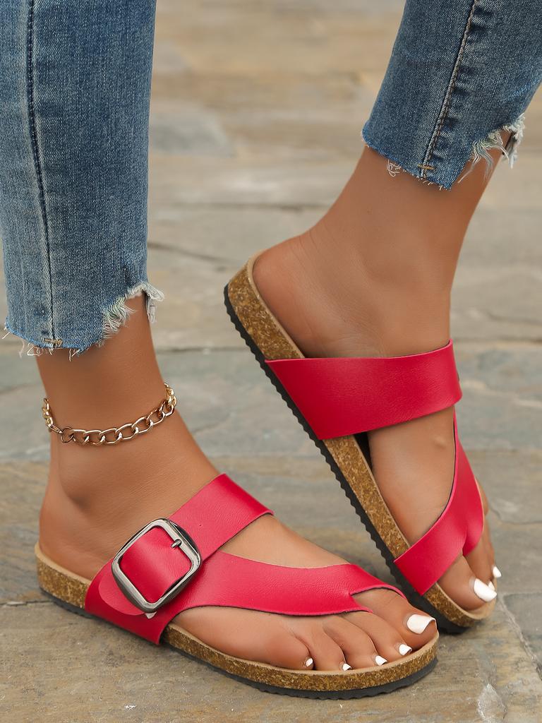 Женские шлепанцы, повседневная пляжная женская обувь, новые летние сандалии на плоской подошве, шлепанцы для прогулок, женские шлепанцы с застежкой на носок, римская пряжка