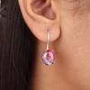 Rare Pink Dahlia Turquoise Gemstone 925 Sterling Silver Handmade Earrings 1.05" EE-173-42