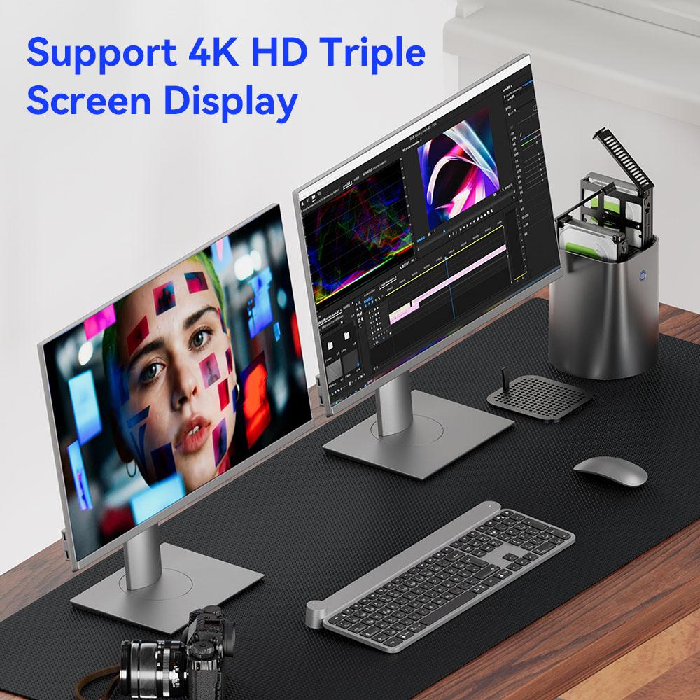 Мини-ПК AOOSTAR R1 NAS-маршрутизатор, Intel N150 4 ядра до 3,6 ГГц, 16 ГБ ОЗУ 512 ГБ SSD, HDMI+DP+Type-C Тройной 4K-дисплей, WiFi 6, 2*USB3.0, 2*USB2.0