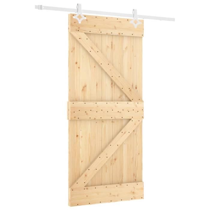 VidaXL Sliding Door and Hardware Kit 90x210 Cm Solid Pine 3203177
