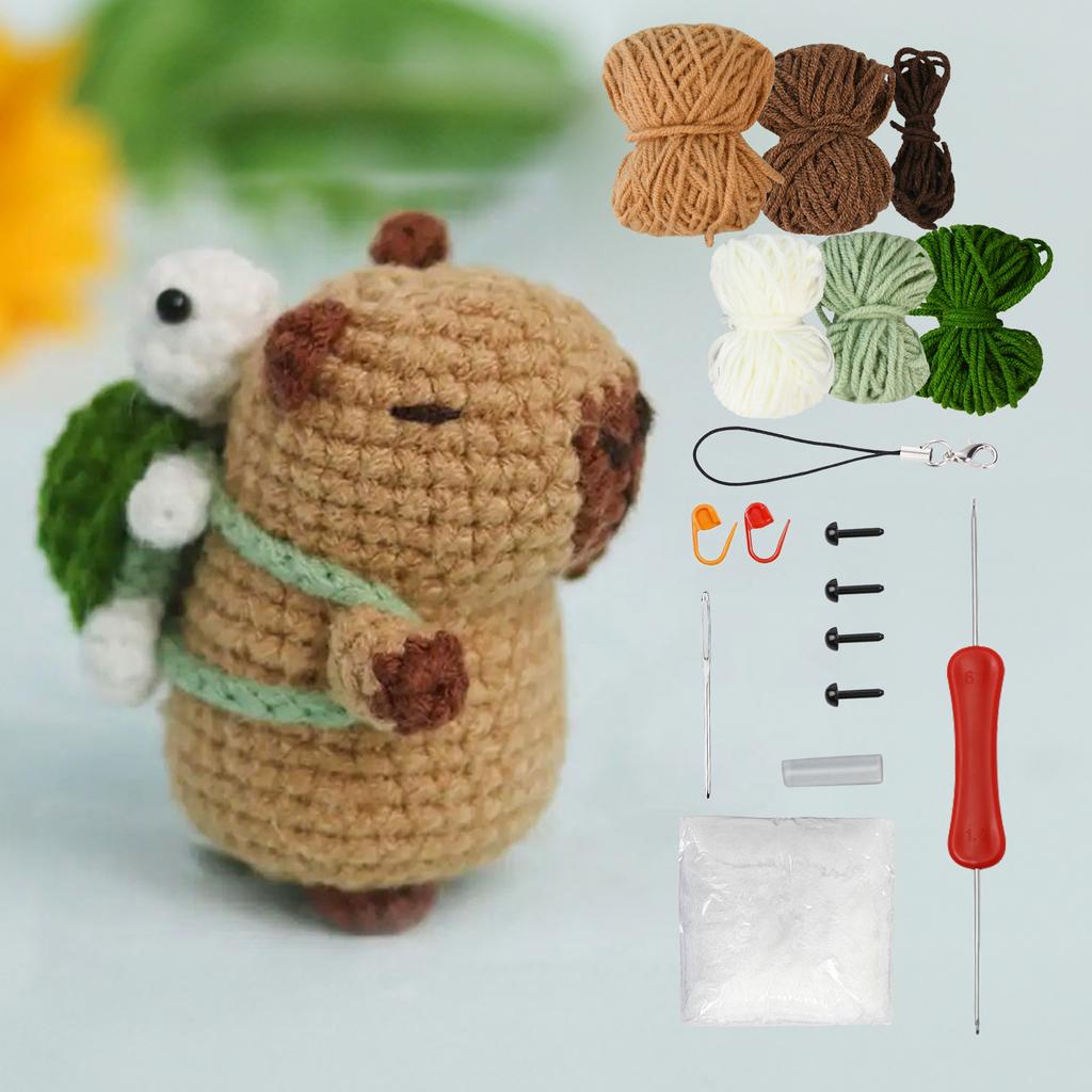 Capybara Crochet Kit, Cute Animal Crochet Kit Set, Christmas Gift, Crochet Kit for Beginners, Crochet Kit for Craft Lovers,