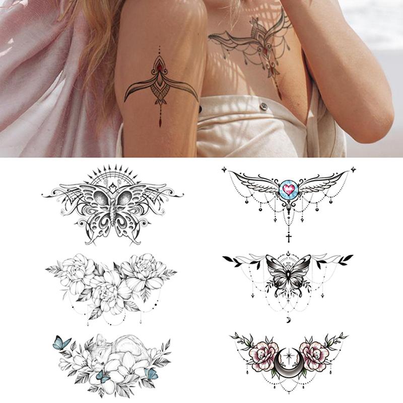 Водостойкая временная поддельная грудь, боди-арт, татуировка, ювелирные изделия, кружевная наклейка на талию, искусство