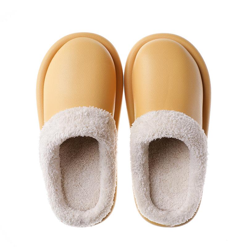 Модные водонепроницаемые зимние хлопковые тапочки из ЭВА для женщин, домашние плюшевые стельки для влюбленных, теплая подкладка, мужская обувь, домашние женские тапочки, меховые тапочки