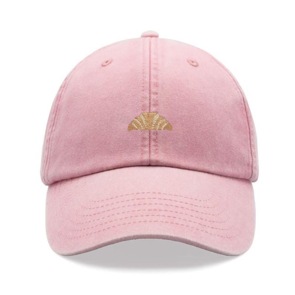 Washed Cotton Croissant Printing Baseball Cap Visor Adjustable Baseball Hats Faded Leisure Sunscreen Hats
