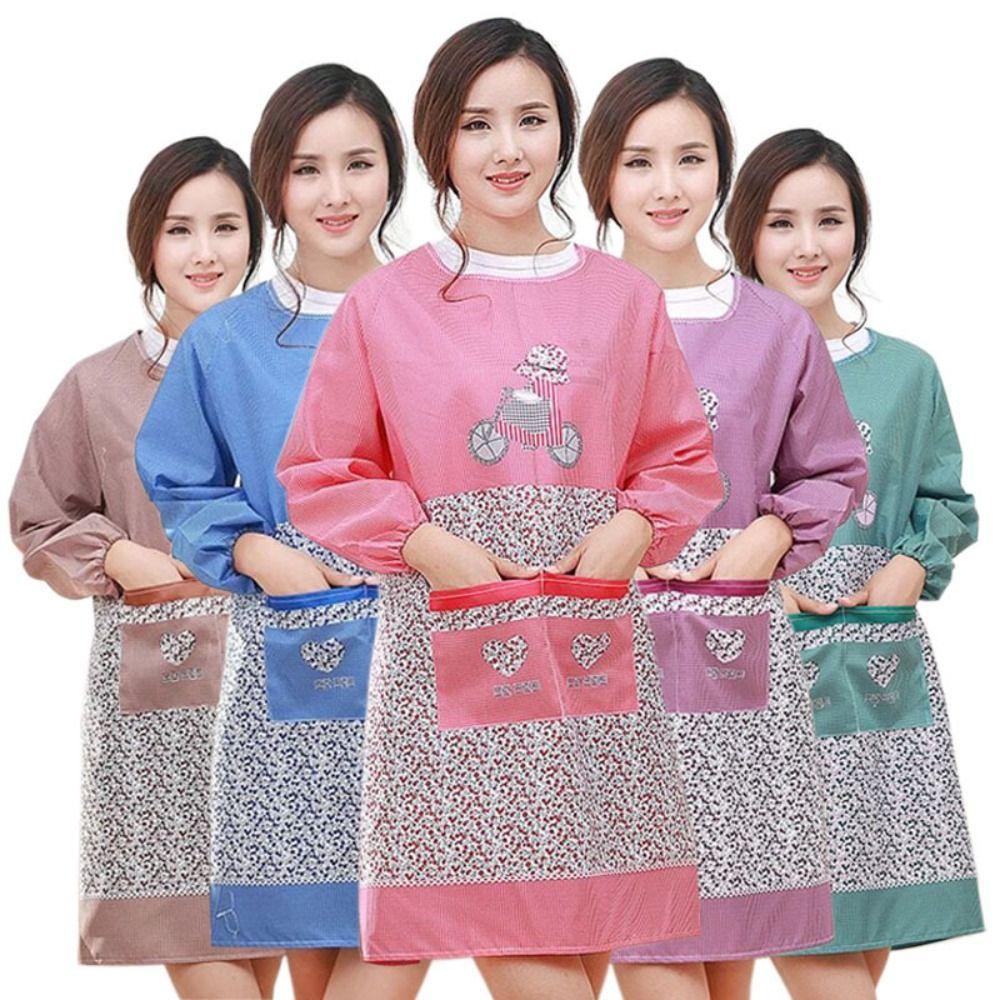 Oil-Proof Long Sleeves Cooking Apron Anti-Dust Cooking Cover Clothing Kitchen Apron Restaurant