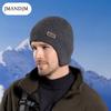 Зимняя теплая вязаная шерстяная шапка флисовая холодная шапка мужская для езды на велосипеде защита ушей головной убор