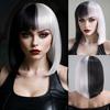 Cos wig, Cruella de Vil Cuira, black and white witch color matching short curly hair