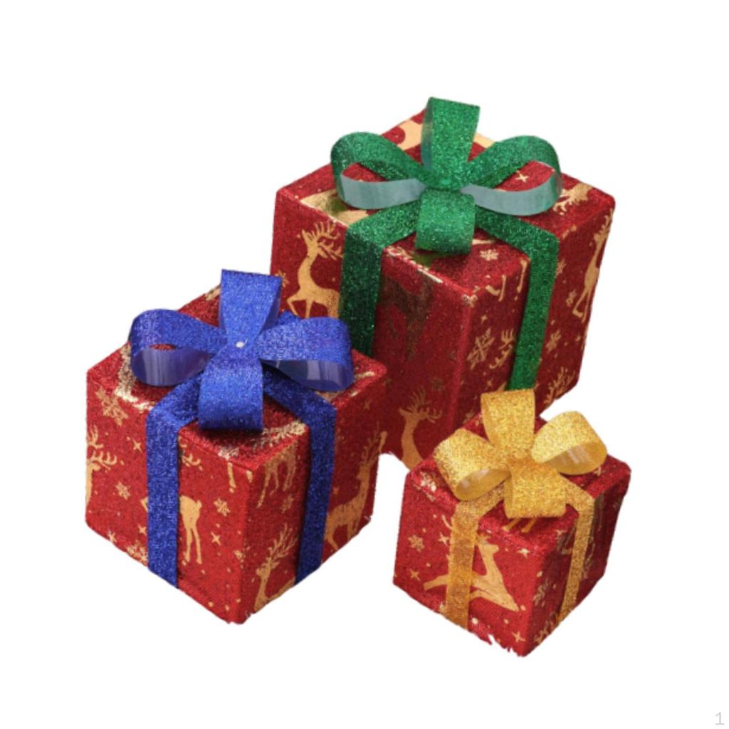 3 светящиеся подарочные коробки на Рождество, украшение на юбку, коробка для новинок, рождественские украшения