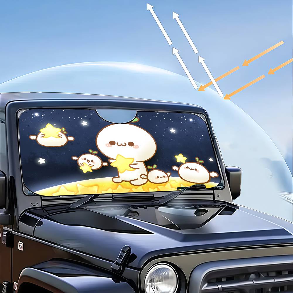 Cartoon Budding Pop Cartoon Window FoilsHeated Windshield Sunshade Car Front Window Visor Car Solar Protect Tools