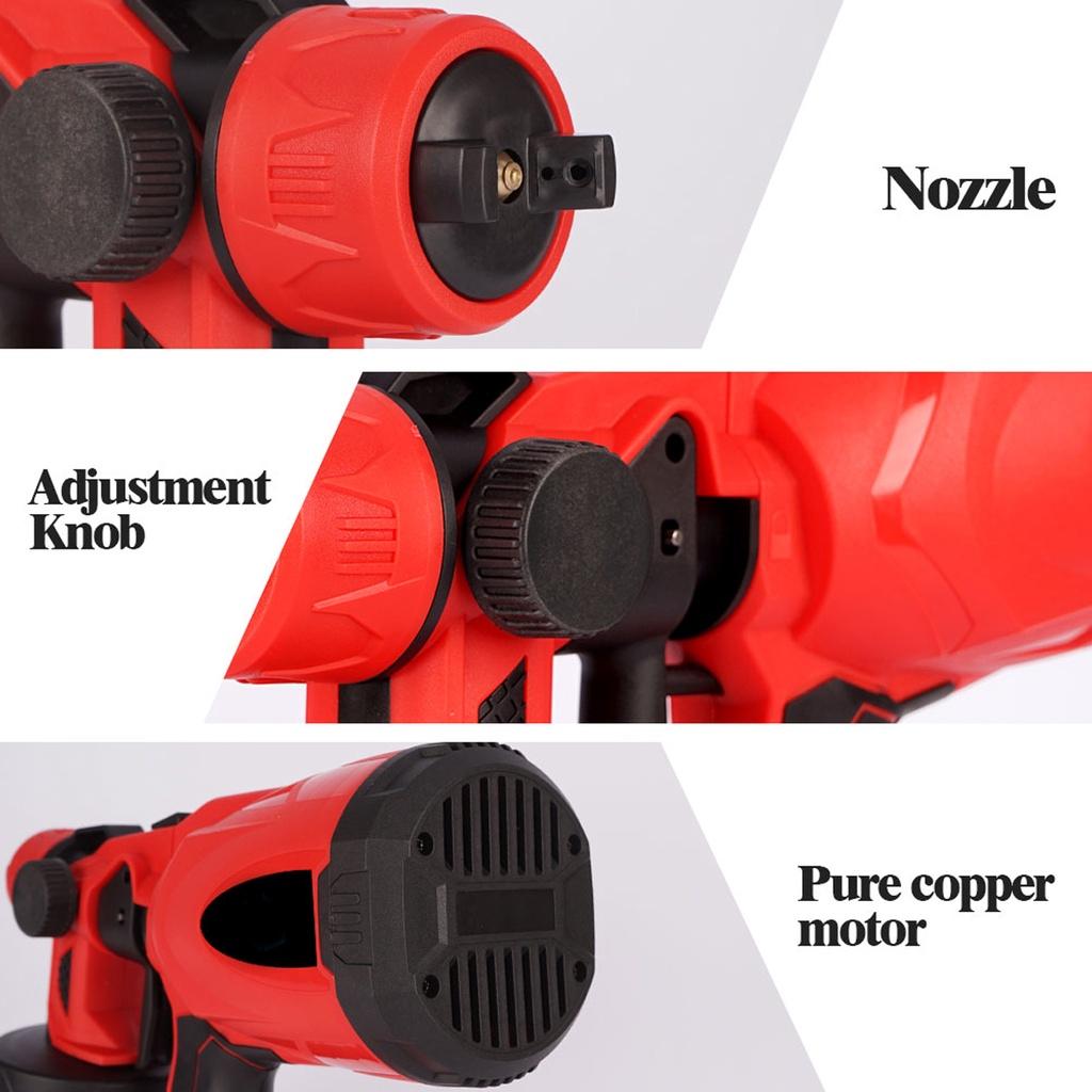 1000 Вт 800 мл Аккумуляторный электрический краскопульт Высокомощный бытовой распылитель краски с 3 насадками Регулировка потока Аэрограф