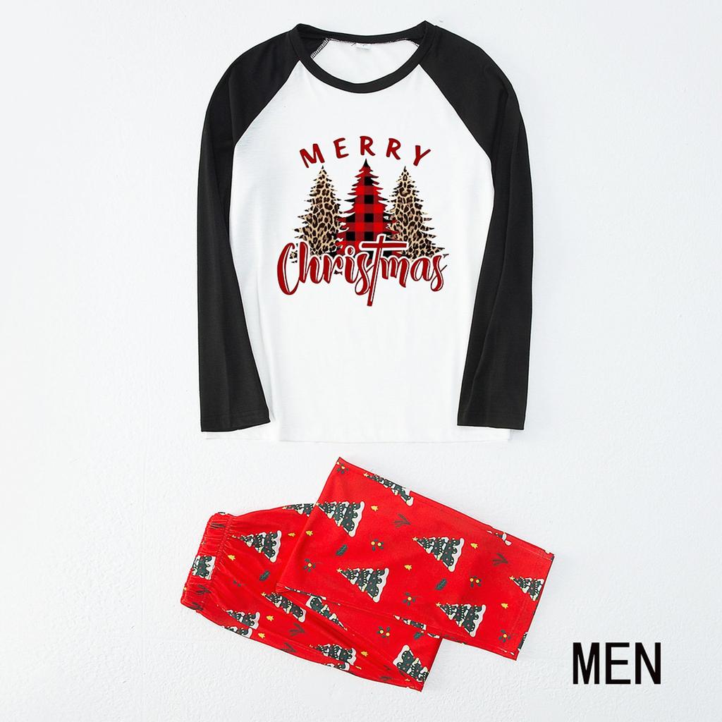 Мужской комплект из топа с длинными рукавами и брюк в клетку с рождественским оленем и принтами для всей семьи