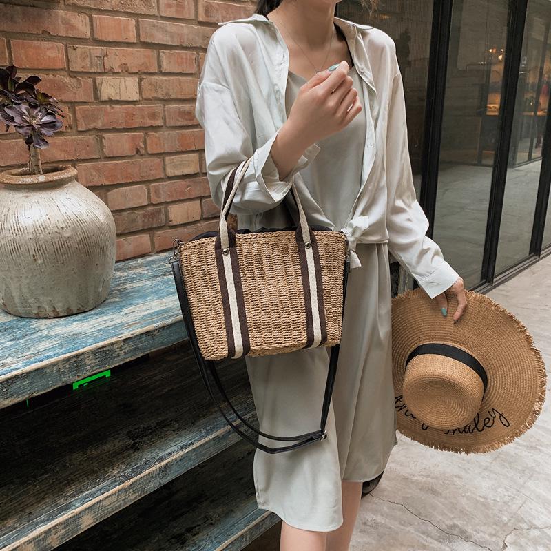 Yogodlns Соломенные сумки-ведра для женщин, летние сумки через плечо, женские дорожные кошельки и сумки, женская сумка через плечо