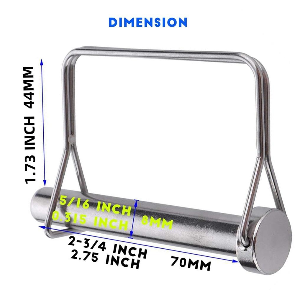 10 шт. Большой штифт сцепного устройства прицепа Сверхпрочный штифт сцепного устройства прицепа Предохранительный стопорный штифт 5/16 X 2-3/4 (8X70MM)