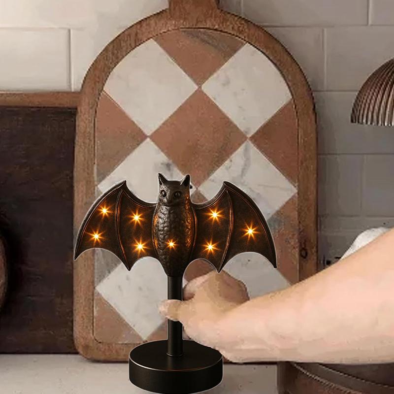 Large Twinkle Bat Candlestick Mystery Gothic Candle Holder Led Twinkle Light Candelabra For Mantel Halloween Decor Party Home