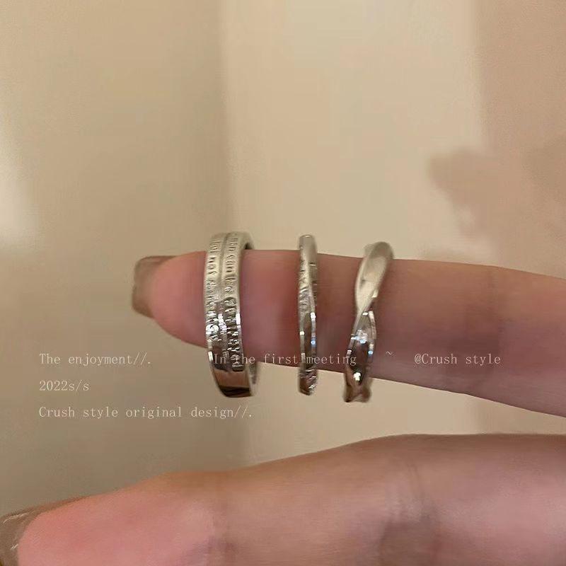 Silver Plain Ring Ring Three-piece Female Cold Wind Simple Temperament Versatile Index Finger Ring Ins Personalized Tail Ring