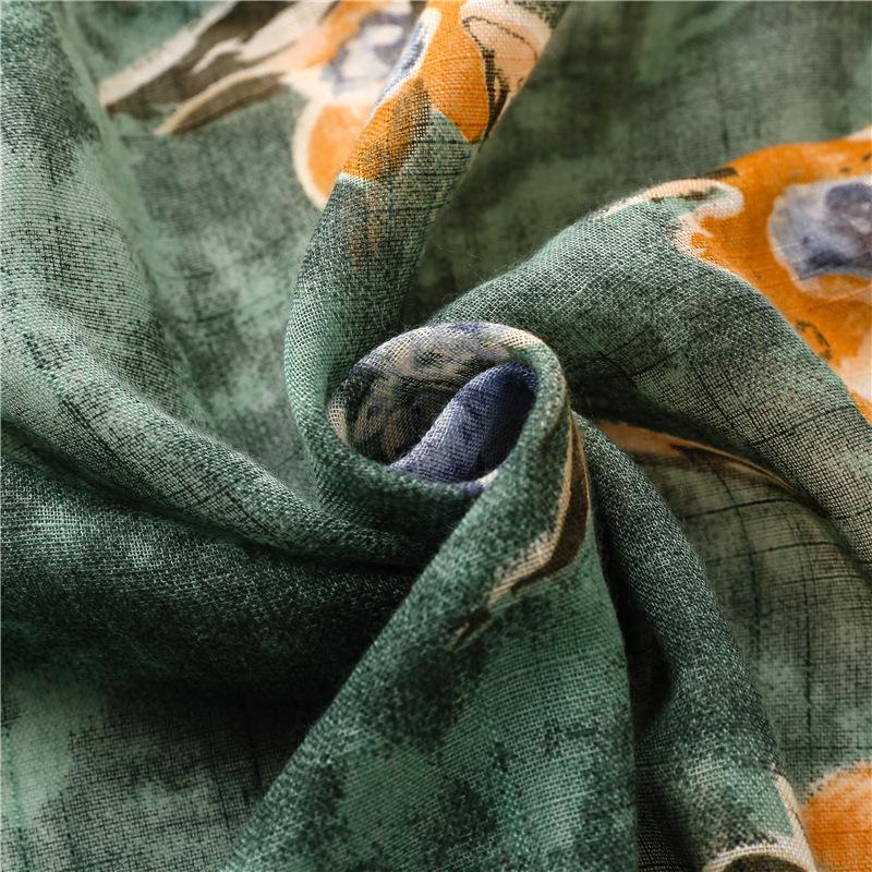 Luxury Fashion Women Viscose Scarf Ink Painting Floral Tassel Hijab Shawls and Wraps Female Foulard Echarpe Muslim Sjaal