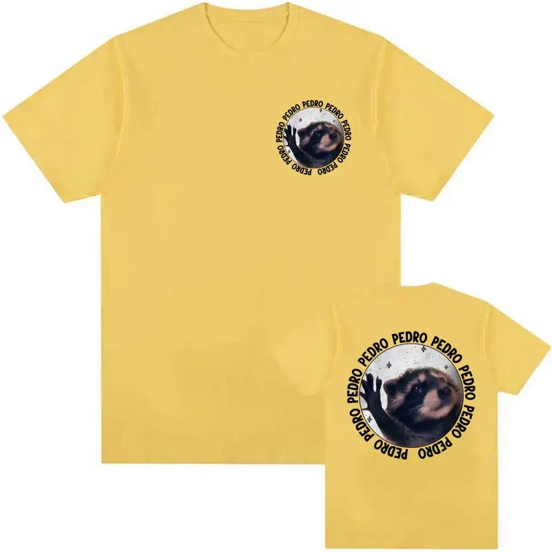 Смешной Енот Педро Танцующий Мем Футболка Мужская Женская Винтажная Мультяшная Y2k Уличная Футболка Мужская 100% Хлопок Круглый Вырез Футболка Топы