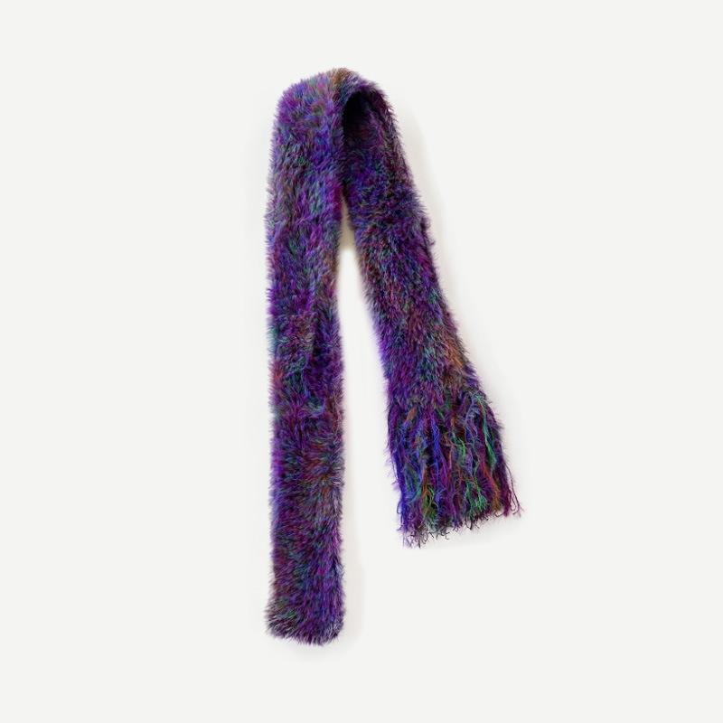 Niche Segment Dyed Imitation Mink Hair Handmade Tassel Thin Narrow Scarf for Women In Autumn and Winter Decorative Style Soft Scarf