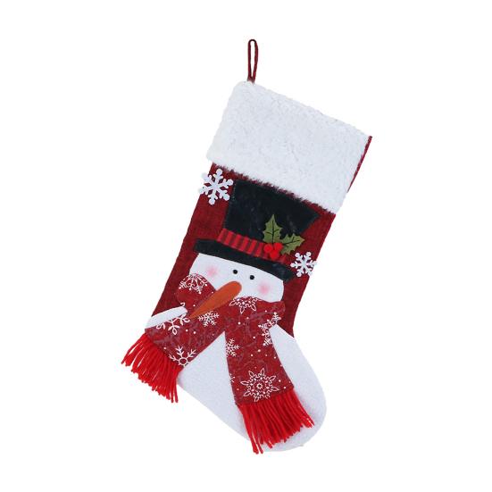 Christmas Stocking Snowman Santa Design Soft Xmas Stockings with Plush Cuff Fireplace Hanging Socks Candy Bag for Tree Fireplace