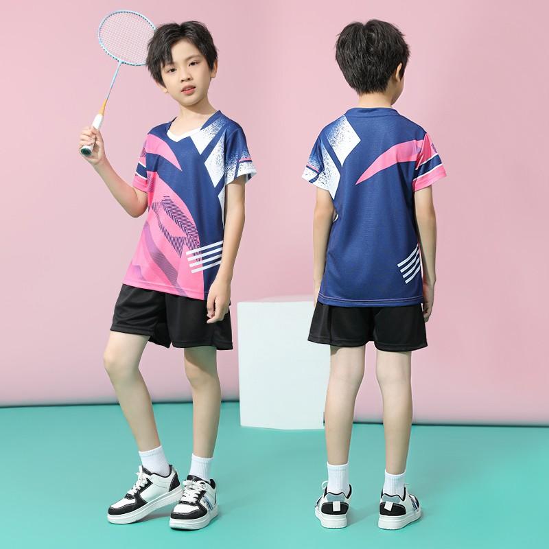 Kids Badminton Uniform Set Quick Dry Training Shirt Shorts Boys Girls Team Sports
