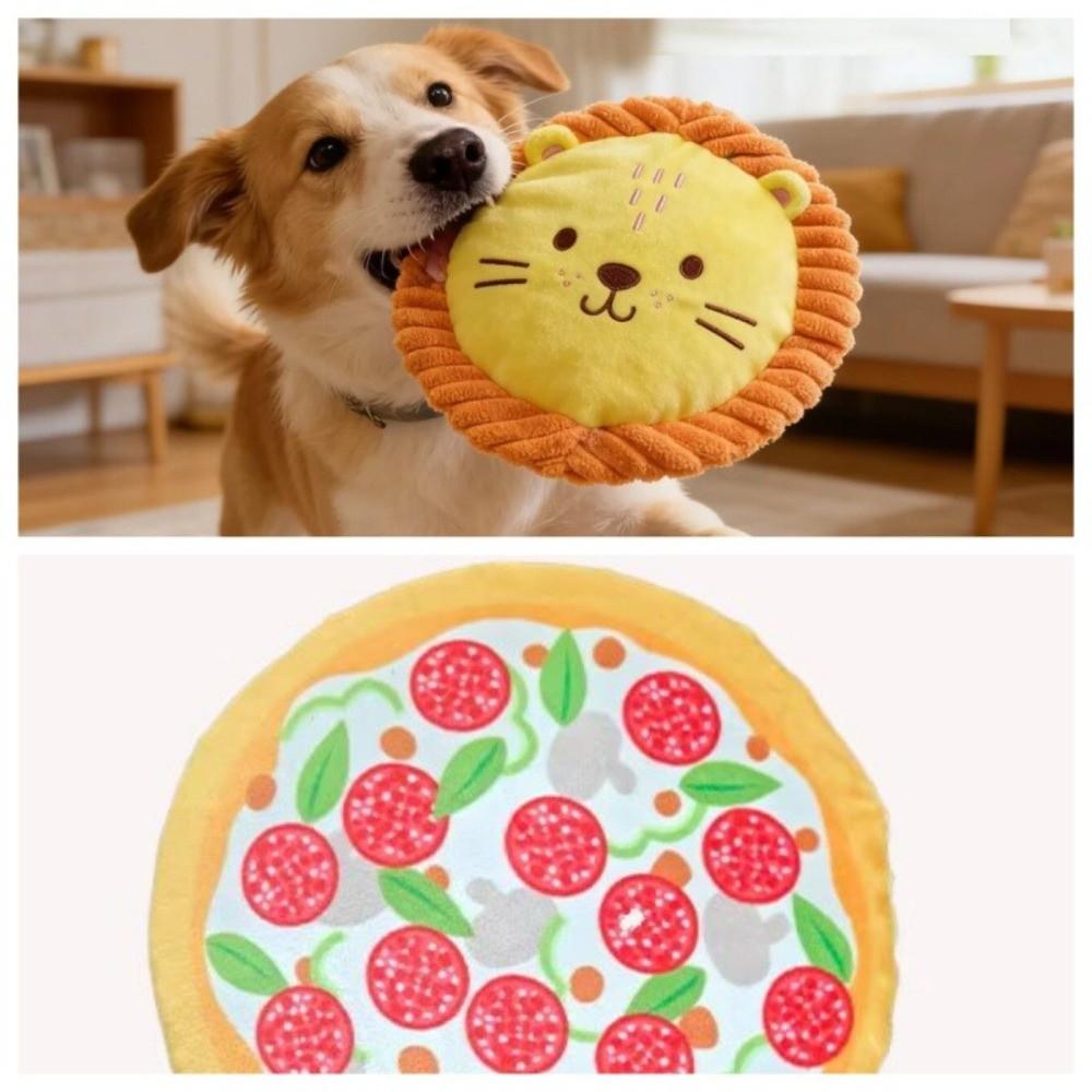 Soft Interactive Dog Throw Toy Cartoon Puppy Chew Toy Pet Squeak Toy  Relieve Boredom