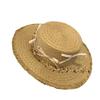 French bow flower flat top straw hat women's summer seaside beach vacation big brim sunshade sun hat