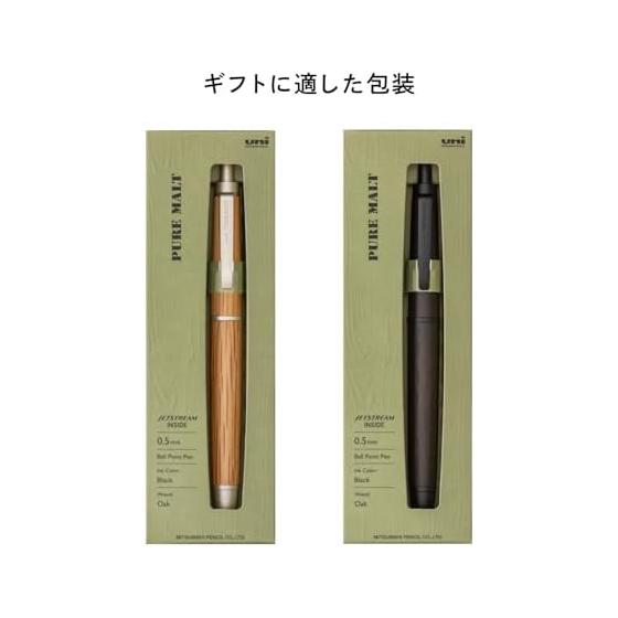Шариковая ручка Mitsubishi Pencil Pure Malt Jetstream, стержень Inside, 0,5 мм, корпус из натурального дерева, в подарочной упаковке (SXNPM05.70) - Содержит переработанные материалы
