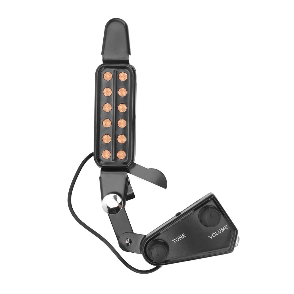 Guitar Pickup 12 SoundHole Electric Transducer with Tone Volume Control for Ukulele