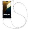 Lanyard Case - Shockproof - for iPhone 16 Pro Max - Reinforced Protection - Transparent - White Lanyard