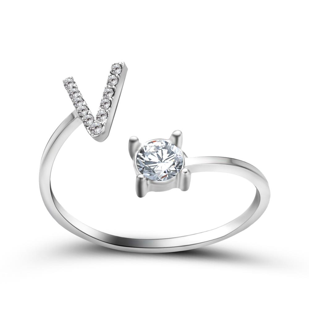 Fashion Initials A-Z Letter Ring Women Classic Gold Color Silver Color Opening Finger Ring For Girl Party Jewelry Gift Wholesale