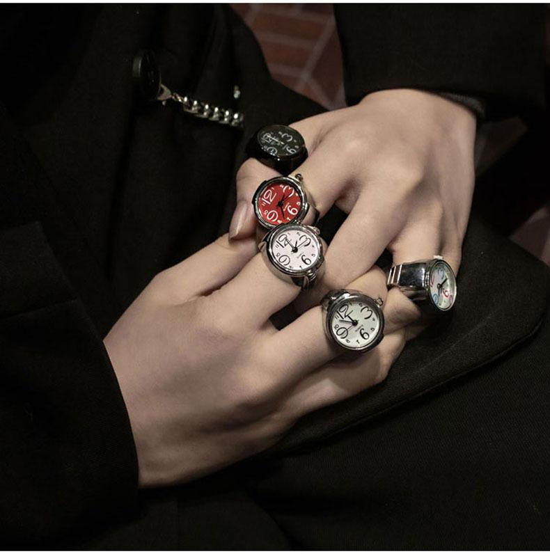 Men Women Creative Round Elastic Quartz Finger Ring Watch Fashion Couple Watch for Lovers