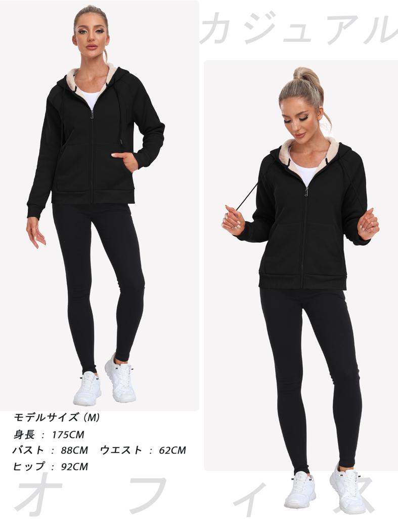 YIRUIYA Cold Plus Casual Women's Zip-Up Hoodie, Pullover, Fleece-Lined, Sweatshirt, Top, Coat, Weather, Windproof, Warm, Autumn/Winter, Sizes, Simple,