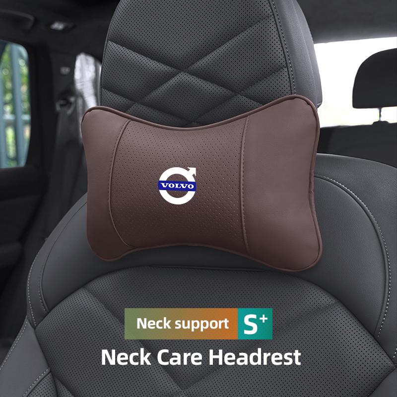 htpsz8 Car Seat Headrest Leather Neck Pillow For Volvo Rdesign V60 V40 XC90 S60 C30 XC60 V50 V70 S90 Olestar AWD XC40 Car Accessories