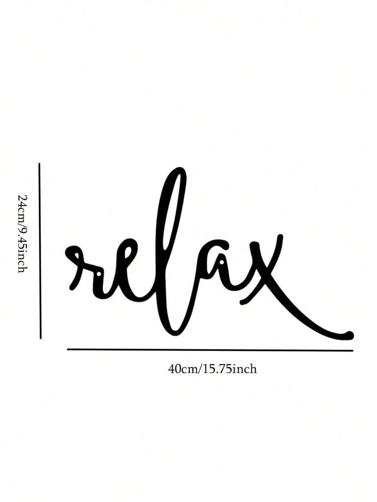 Black Metal Relax Word Art Deco Style Wall Decor Modern Bathroom Sign Iron Art Hanging Decoration