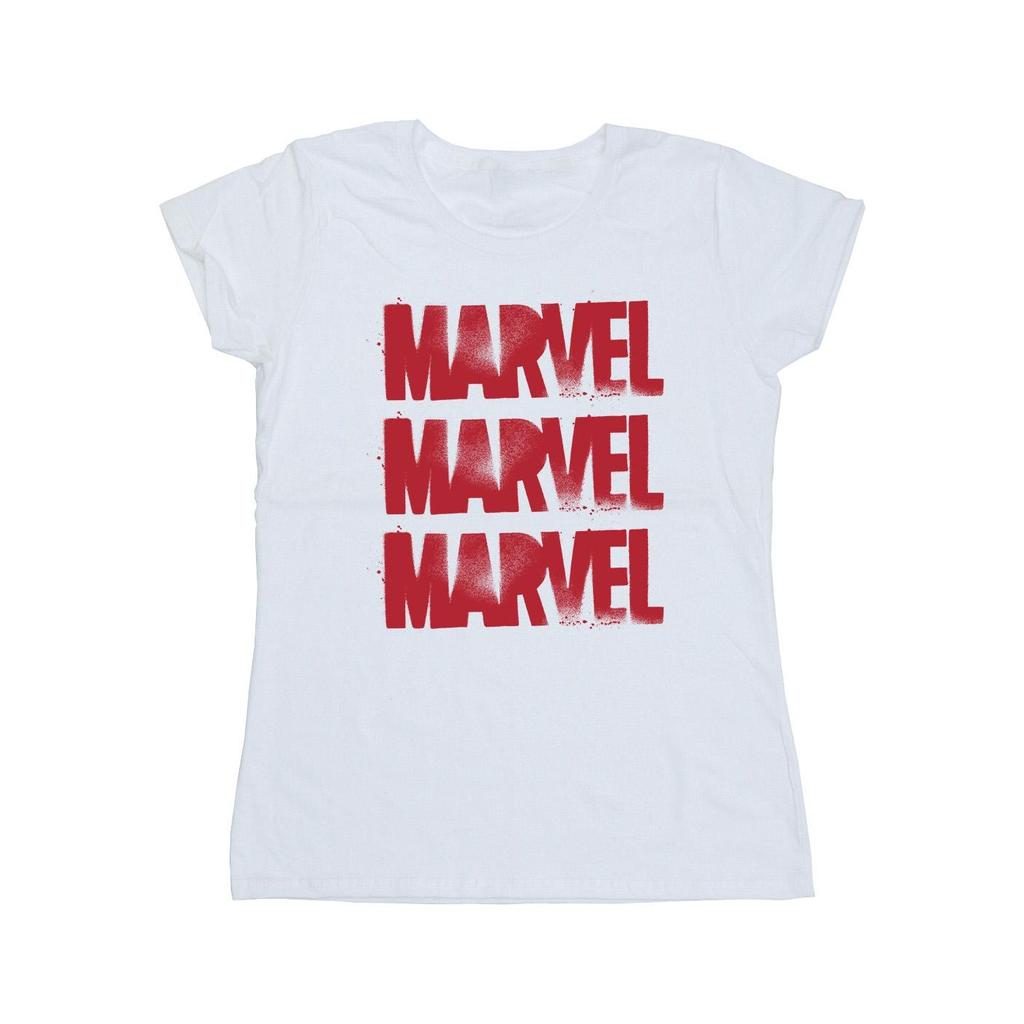Marvel Womens/Ladies Red Spray Logos Cotton T-Shirt