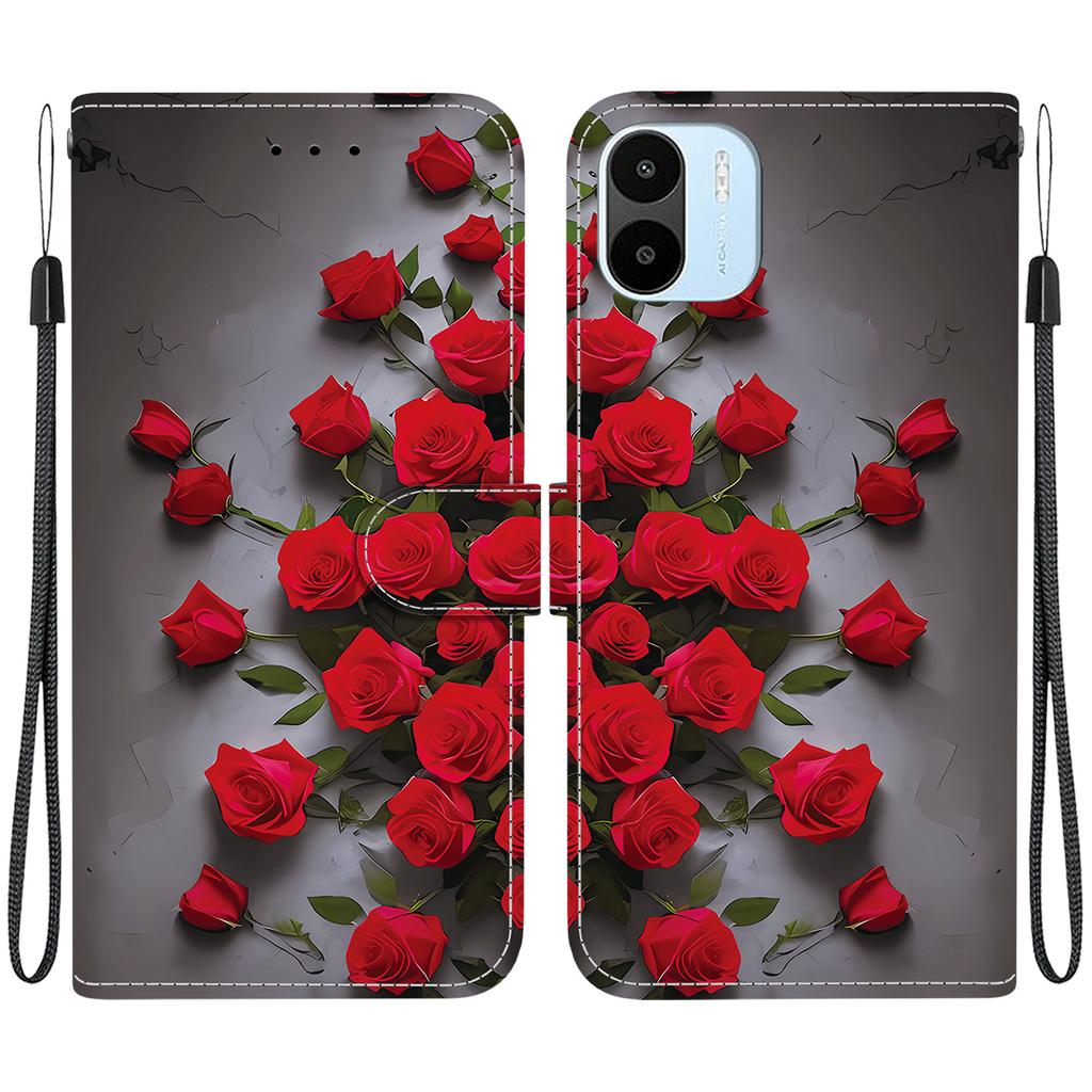 Чехол-книжка из искусственной кожи ручной работы для Redmi A1/Redmi A2, противоскользящий ударопрочный чехол с ремешком на запястье и дизайнами кошек с сердечками/розами
