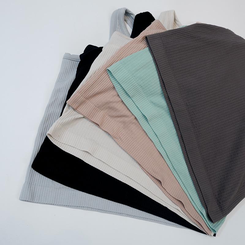 Женский топ для йоги с высоким уровнем эластичности, вязаный в рубчик, со встроенными нагрудными вкладышами, утягивающий талию и удобный для лета