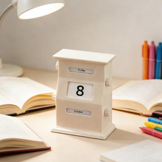 Вечный календарь в ретро-стиле, настольный календарь с вращающимся дисплеем, простая ручная настройка даты, месяца, дня, календарь