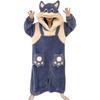 Bwgoroku Женская пижама кигуруми волка, Длинные рукава, Пушистый костюм животного, Забавный подарок, Домашняя одежда (Размер L, Синий)
