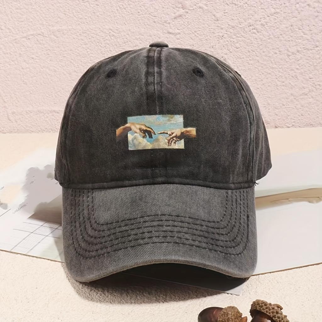 Винтажная бейсболка с принтом, винтажная и универсальная как для мужчин, так и для женщин, повседневная и модная шляпа с изогнутым козырьком