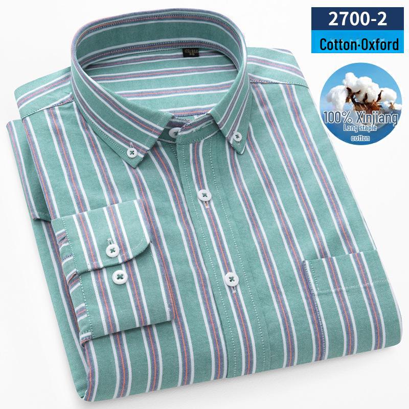 Мужская рубашка из хлопка Оксфорд в полоску с длинным рукавом — повседневная деловая одежда на весну