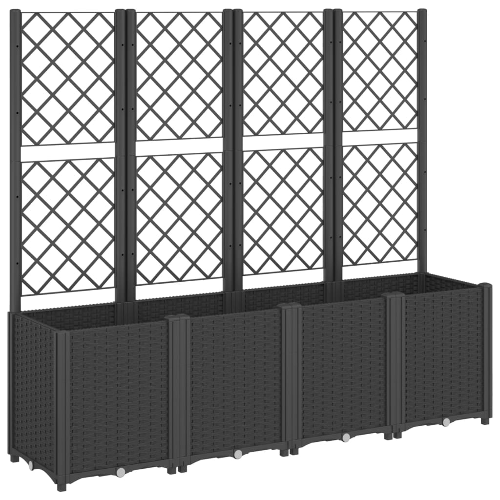 Planter with Trellis Black 160 x 40 x 140 cm PP