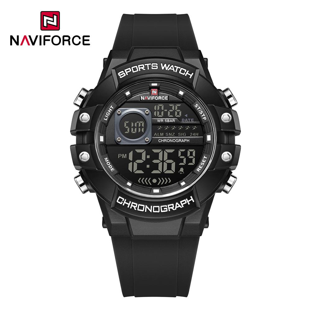 Naviforce Спортивные цифровые часы для мужчин и мальчиков, хронограф, календарь, дата, будильник, водонепроницаемость 50 м, ночной узор, мужские повседневные часы NF6102