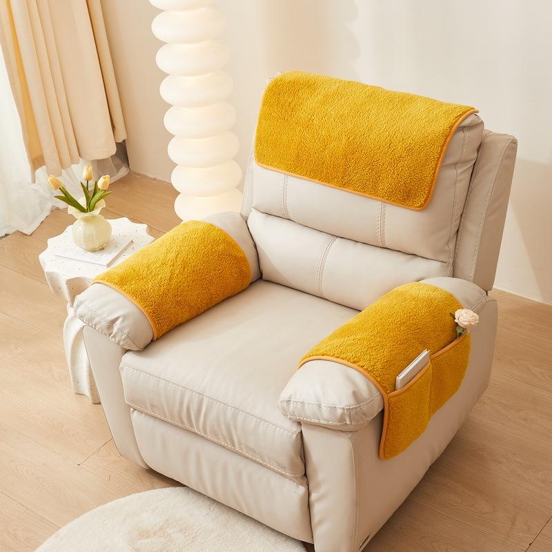 Лампа плюшевый коврик для дивана-реклайнера, однотонный мягкий чехол для кресла, нескользящая сумка для хранения, одиночная боковая подушка для дивана для гостиной